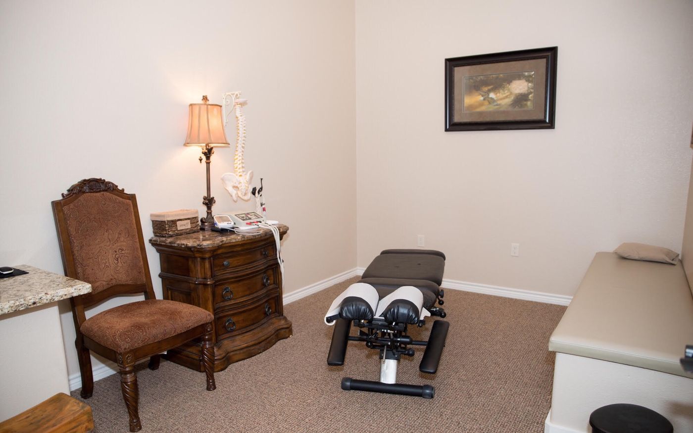 Treatment room inside In Motion Chiropractic in Bay City, Texas